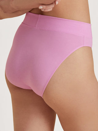 ELASTIC korkeavyötäröinen puuvillahousu, bubble gum pink