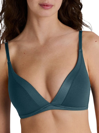 Cate kaaritueton, topattu puuvillabralette, petrolin sininen